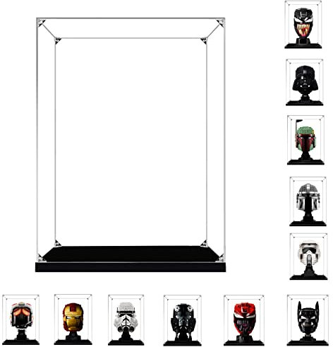 BOOVAX Helmet Display Case - Acrylic Clear Collectible Display Box for Lego Helmet Model 75304/75328/75277/76165/75276/75305 - 20x20x24cm