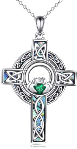 YAFEINI Keltisches Kreuz Halskette 925 Sterling Silber Wikinger Kreuz Anhänger Kette Irische Schmuck Weihnachten Geschenk für Damen Männer (Keltisches Kreuz Kette)