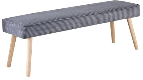 B&D home Sitzbank Emil, Kord Stoff Esszimmerbank 120cm gepolstert Holzbank für Esszimmer, Flur, Garderobe mit Massivholzbeinen, skandinivisch modern Design, Anthrazit, 11308-120-ANTR