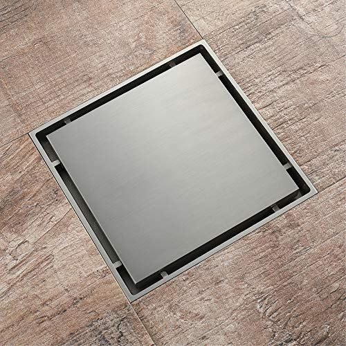 Fliesen-Unsichtbarer Bodenablauf, quadratisch, 15 x 15 cm, Messing gebürstet, für Badezimmer, WC-Sieb, Abflüsse