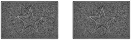Nicoman Star Embossed Shape Door Mat Dirt-Trapper Washable Barrier Doormat-Dark Grey (Watertight Rubber-Back)-Small (60x40cm) (Pack of 2)