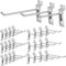 KAHEIGN 24 Pezzi Carichi Pesanti Ganci per Pareti a Doghe, 10CM /15CM /20CM Staffe per Mensole a Griglia con Pannello Forato in Acciaio per Garage Magazzinaggio Negozio Schermo (Argento - 3 Misurare)