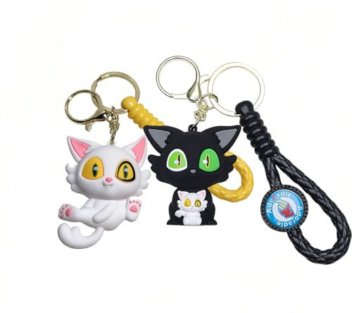 Niedlicher Schlüsselanhänger für Frauen – schwarze Katze – Suzume no Tojimari DaijinSadaijin Schlüsselanhänger für beste Freundin als bedeutungsvolles Geschenk, Schlüsselanhänger mit schwarzer und