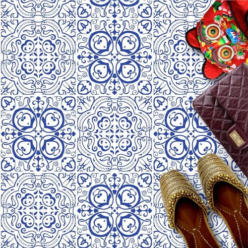 HUBDECO - Fliesenaufkleber - Küche, Badezimmer Deko - Klebefliesen - Bodenfliesen - Klebefolie Küche - Boden Schutzmatte - Selbstklebende Fliesen - 9 Stk. - Azulejos Mosaik - 20x20cm