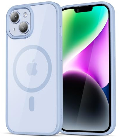LoeoeL for iPhone 14 Plus Case Clear Mag Safe, Ultra Thin Slim Cover Magnetic Compatible with Magsafe Phone Case for Women Men Girl, Cute Soft TPU Silicone & Transparent Hard Plastic, Light Blue