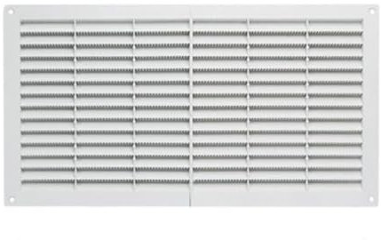 Rejilla de ventilación con mosquitera, rejilla de ventilación de plástico, rejilla de expulsión del aire, color blanco, fabricada en Italia (rectangular 430 mm x 230 mm)