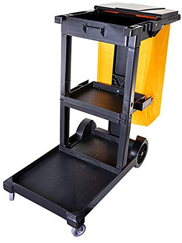 Hand Trucks Cart,Economy Cleaning Cart with Cover,Plastic Cleaning Trolley Made Keeping Trolley Large Bag,60Kg Load/Black)