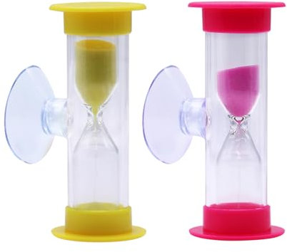 AIMEKE 2 Pièces Sablier 3 Minutes et 2 Minutes Sablier Brossage Dents Enfant, Sablier Minuterie avec Ventouse, Couleur Sablier Enfants, Horloge Gestion du Temps pour Jeux, Exercice, Etude