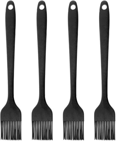 Molain 4 Stück Silikon Backpinsel, 21cm Silikonpinsel kochpinsel Grillpinsel Gebäckbürste pinsel küche küchenpinsel für Backen,Kochen,Grillen schwarz(4 Stück)