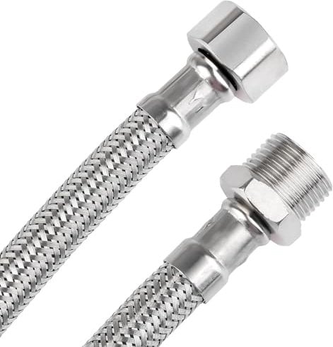 2 Stück Flexschlauch 3/8 Zoll,Panzerschlauch 3/8 (1/2 zoll, 20cm)