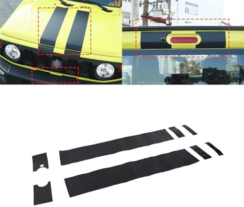 Auto Aufkleber Schwarz PVC Streifen, 6pcs Motorhauben und 2pcs Hoch Montierte Bremsleuchte Zierleisten für Jimny 2019-2024