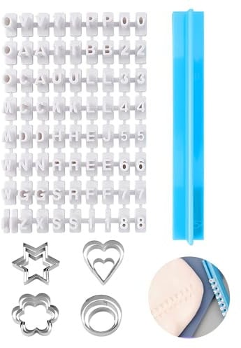 Lot de 72 tampons en forme de lettres pour argile et 12 emporte-pièces en forme de lettres pour biscuits, gâteaux, fondants