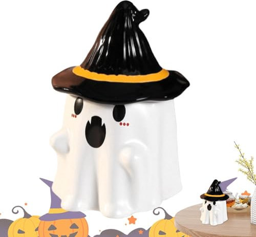 Shenrongtong Tazas de Halloween,Tazas de Halloween Fantasma | Taza de fantasma de café de Halloween - Taza de cerámica espeluznante linda del fantasma con la tapa, taza divertida del fantasma de