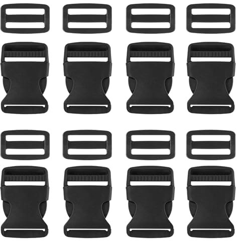 8 Stück Steckschnallen für 38 mm breite Gurtbänder, 8 Stück Tri-Glide Slide,Kunststoff Steckschnallen verstellbare Klippverschluss für Steckschließe Gurt, Beckengurt, Ersatzschnalle,Rucksackgurte