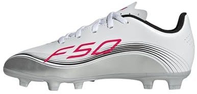 adidas Unisex niños F50 Messi Club Firm Ground/Multi Ground Football Boots Kids, FTWR White/Lucid Red/Silver Met, 28 EU