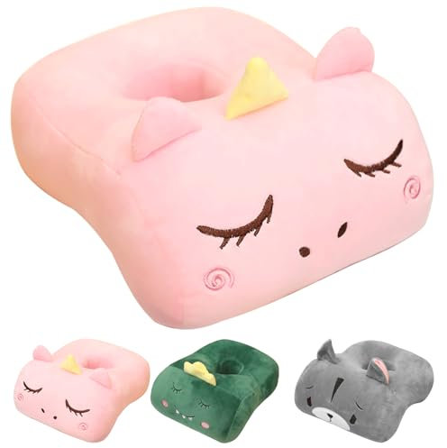 CavspkArt Büro-Nickerchenkissen, Memory-Baumwolle, niedliches Kissen mit Ohrloch, weiches Nickerchenkissen, Ohrkissen für Seitenschläfer für Damen, Mädchen, Kinder (rosa Einhorn)