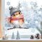 Sunnywall Fensterbilder Winter für Kinder Tiermotive in Winterszene als statisch haftende Fenstersticker, WIEDERVERWENDBAR (Rotkehlchen, A2 Bogen)