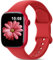 AMSKY Bracelet Sport en Silicone Compatible avec Bracelet Apple Watch Se 40mm 42mm 46mm 44mm 45mm 41mm 38mm, Doux Imperméable Femme Homme pour iWatch Serie 10 9 Se 8 7 6 5 4 3 2 1, Rouge
