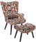 Matomn Relaxsessel mit Hocker Patchwork Sessel Holz Sessel Wohnzimmer moderner Ohrensessel mit Massivholzfüße Fernsehsessel Leinen Loungesessel Stuhl (Farbmosaik)