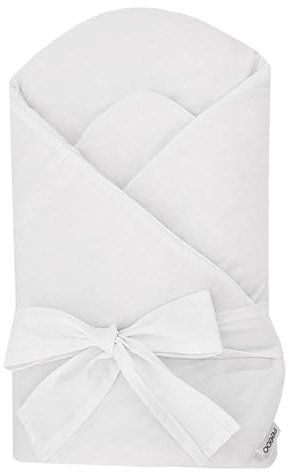 FEEDO Wickeldecke Einschlagdecke, Babyhörnchen, Babynest, antiallergische Füllung, Doppelseitiger Tütenstoff mit Herz oder Schleife 75 x 75 cm * Baumwolle * antiallergisch (Pure White Kokos)
