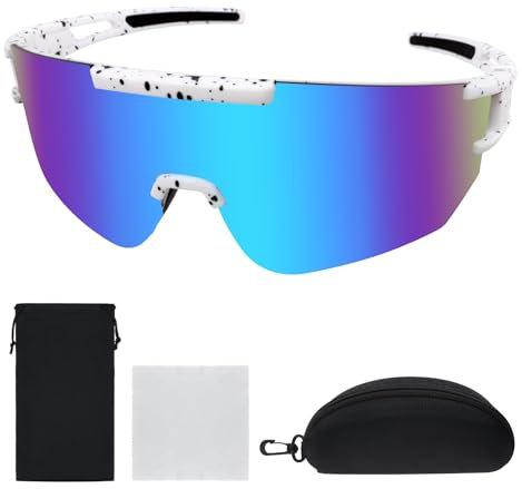 Homeinmind Schnelle Brille,Fahrradbrille Herren Damen,Sportbrille Fahrrad Sonnenbrille UV400 Schutz Radbrille Laufbrille für Rennrad Fahrrad MTB Laufen Golf Reiten Ski Rave Eisblau