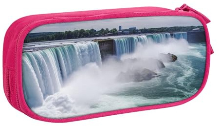 QGGHNISD Niagara Falls Federmäppchen, großes Fassungsvermögen, doppellagig, mit Trennwand, Schreibwarentasche, Reißverschluss, niedlich, bedruckt, Kosmetiktasche für Schule, Büro, Reisen, rose