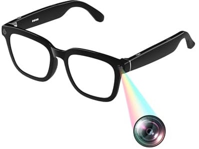 AI Smart Brille mit Fahrrad Kamera und Mikrofon Sportkamera Motorrad Intelligent Brillen Sonnenbrille mit Kleine Videobrille Live Übertragung für Herren Damen Smart Camera Glasses Mini Videokamera