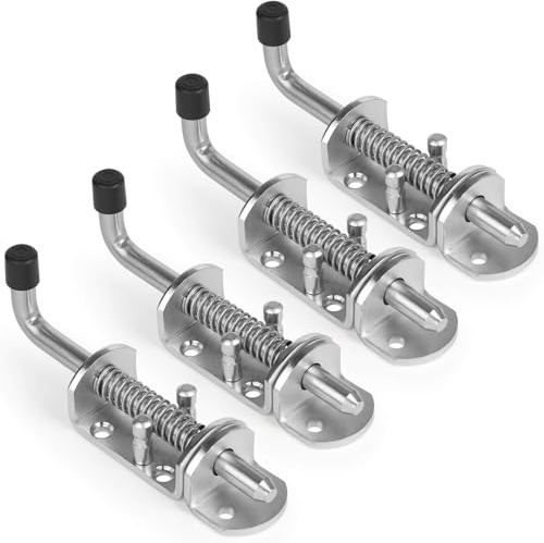 BANCHELLE Chiusura a molla per cancello in acciaio inox con ricevitore a perno, 16,5 cm, per rimorchio, capannone, furgone, contenitore, 4 pezzi