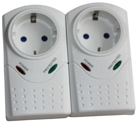 2X Steckdosenadapter Überspannungsschutz Max. 3380 Watt Blitzschutz Geräteschutz