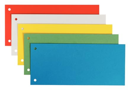 Leitz Trennstreifen, stabiler Pendarec-Karton 180 g/qm, farbig sortiert (4, Sortiert)