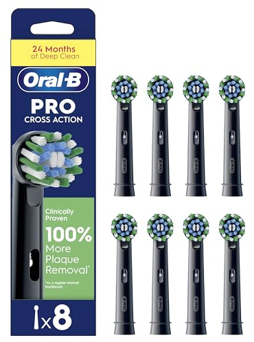 Oral-B Pro Cross Action schwarze Zahnbürstenköpfe, 8 Stück, geeignet für Briefkasten