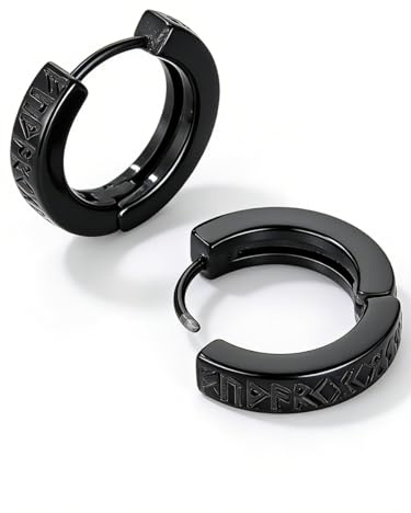 U7 Wikinger Rune Ohrringe für Herren Damen Edelstah Nordischer Vikings Creolen Punk Stil Piercing Ohrschmuck