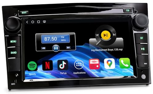 7 Zoll Qualcomm 8-Kern Android 14 Autoradio für Opel Astra H Corsa C/D Vectra C Zafira B Meriva CarPlay & Android Auto Canbus Bluetooth 5.1 SWC WiFi GPS Navi 4G 4GB+64GB (Snapdragon 8 Kern - Schwarz)