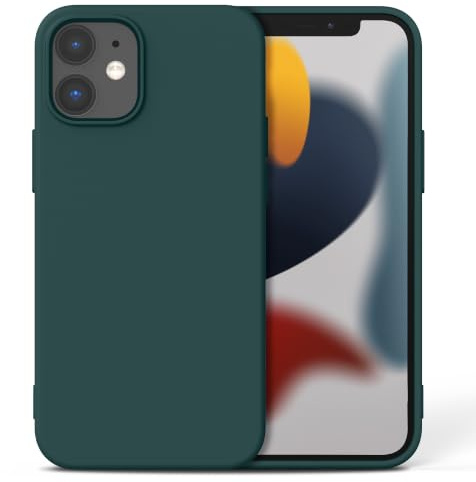 Nonional Silikon Hülle für iPhone 12/12 Pro, Kameraschutz Stoßfest Kratzfest Dünn Handyhülle - Tannengrün