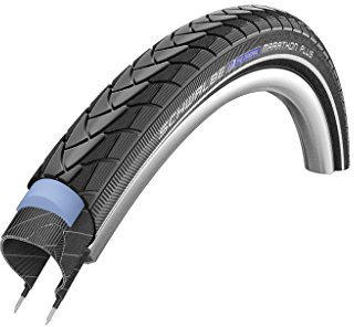 Schwalbe Uni Reifen - Fahrrad Marathon Plus ETRTO 37-622 Smartguard, HS348, B/B+RT Schwarz mit Reflektierendem Streifen, 28x1 3/8, 700 x 35C, 11149348
