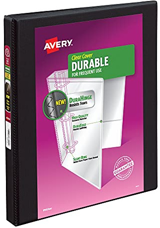 Avery Durable View 3-Ringbuch, 1,27 cm schräge Ringe, 1 schwarzer Ordner (17001)