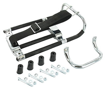 Set: Gepäckträger mit Aufbockgriff + Kleinteile + Schwarze Distanzstücke - für Simson KR51 Schwalbe