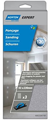Norton Schleifmaterial für Putz, 120er-Körnung, 93 x 230 mm, 3 Stück