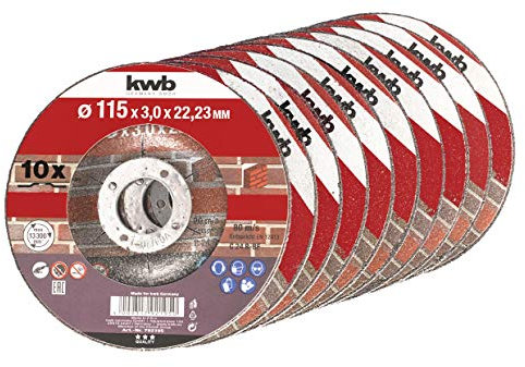 kwb Trennscheiben für Stein, 10er Sparpack, Durchmesser 115mm, Winkelschleifer, universel,