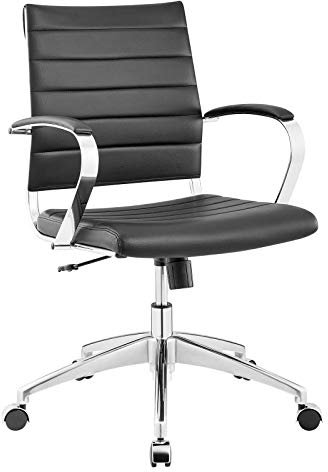 Modway Jive Ribbed, Mid Back Office Chair, Black