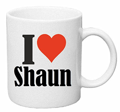 Reifen-Markt Kaffeetasse I Love Shaun Keramik Höhe 9,5cm ? 8cm in Weiß