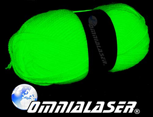 OmniaLaser OL-UVWOOLGREEN Wolle Reagente Alle Lichter von Wood, UV, Licht, Glow Party Knäuel Neon, Grün