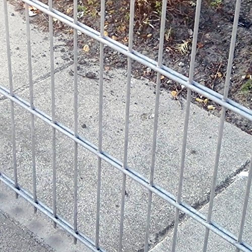 Doppelstab-Mattenzaun Doppelstab Mattenzaun Komplett-Set / Verzinkt / 163cm Hoch / 20m Lang