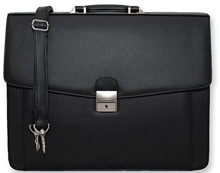 Maleta Porte-Pocuments en éco-cuir pour ordinateur portable avec bandoulière MA32 Noir