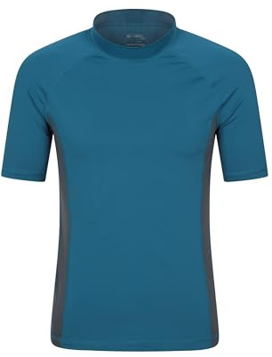 Mountain Warehouse Mens UV Short Sleeve Rash Vest | Lightweight & Quick Drying Swim Top with Sun Protection, Stretchy Rash Guard with Taped Seams for Beach, Surfing & Summer