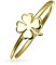 Minimalistischer 14K Vergoldeter .925 Sterling Silber Irischer Shamrock Vierblättriges Kleeblatt Midi Knuckle 1MM Band Stapelring