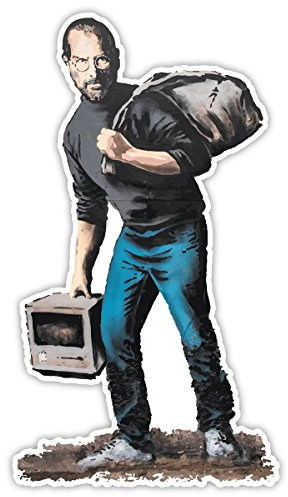 Banksy Steve Jobs Son of a Migrant Design | Wall Art Graffiti Vinyl Sticker | Urban Art Window, Car, Laptop Decal (Large - 20x12cm)