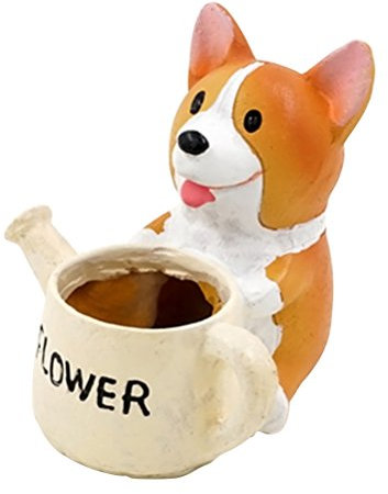 Maceta Linda Modelo de Perro Lindo Juguete Pluma para niños Maceta Decorativa Escritorio Mini Ornamento (Corgi)