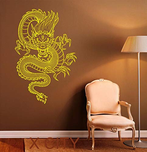 Wandaufkleber Wandtattoo Chinesischen Stil Drachen Vinyl Aufkleber Wasserdichte Kunst Wandbilder Home Decor Schlafzimmer Fertig Größe 59X90 Cm