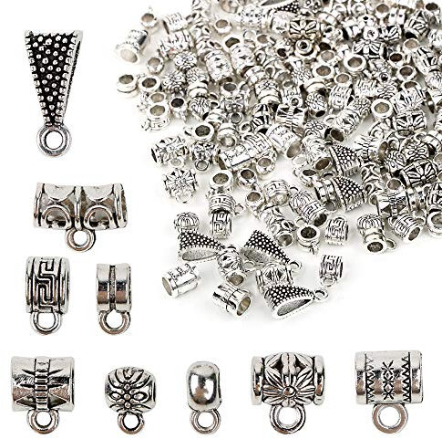 VINFUTUR 100g Metallperlen Zwischenperlen mit Loch Antiksilber Perlenkappen Schmuckzubehör für Bead Charms Armbänder Anhänger Bastelperlen zum Auffädeln